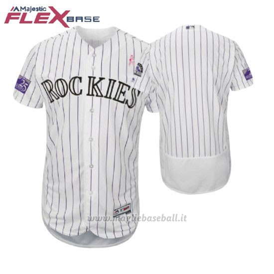 Maglia Baseball Uomo Colorado Rockies Bianco 2018 Dia de la Madre Flex Base